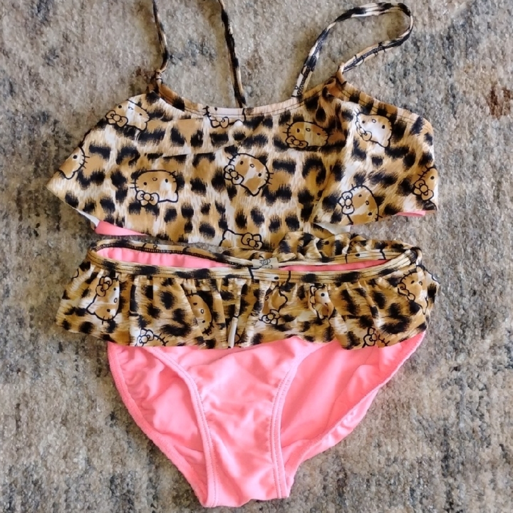 Hello Kitty Leopard and Pink Kids Swim Bikini